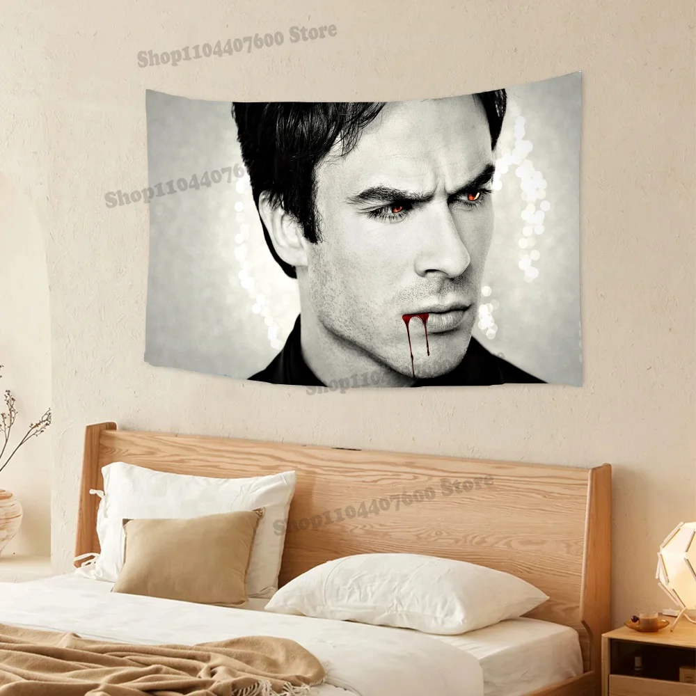 Damon Salvatore Tapestry Printed Tapestry Decoration canvas Travel Used for advertising creative Birthday Gift