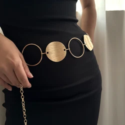 Designer golden wave Circle Waist Chain Belt Female Western Metal Belts for Women High-end Luxury Brands Punk Gothic waistband