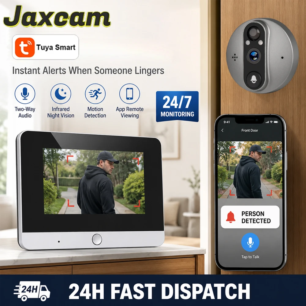 WiFi Smart Peephole Doorbell Camera Tuya APP PIR Human Detection Two‑Way Audio IR Night Vision Digital Door Eye Security Cam