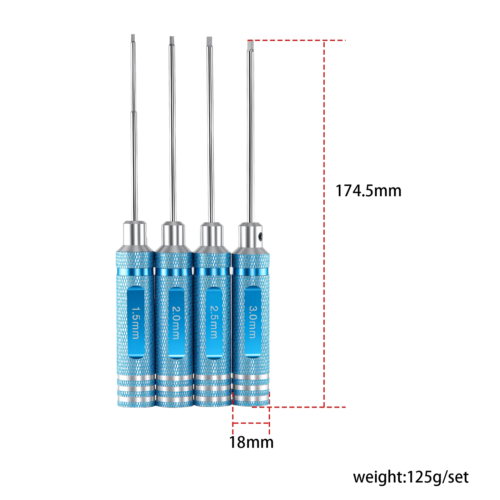 RCMMTING 4pcs RC Tools Hex Screw Driver Set Hardened 1.5/2.0/2.5/3.0mm Screwdriver for RC Car Helicopter Boats Helicopter Toys