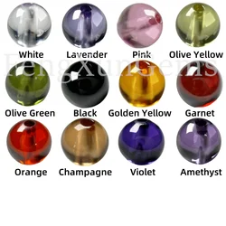 4~14mm Single Hole Beads Spherical Loose CZ  Gems Round Ball Pink white Garnet Cubic Zirconia Stone for Jewelry DIY