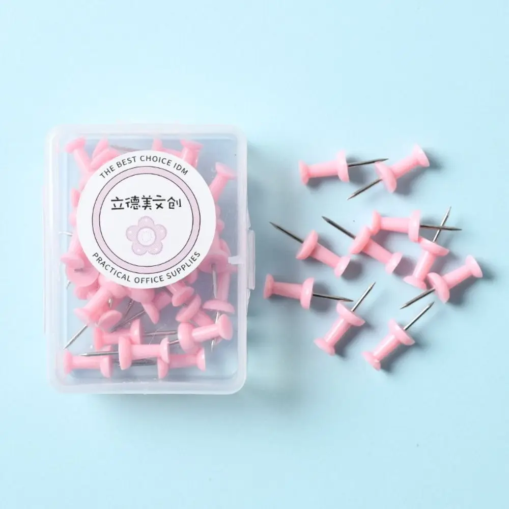 Kotak Macaron warna Pushpin Thumbtac memperbaiki Pin kecil segar papan Push Pin plastik Thumb Tacks kantor