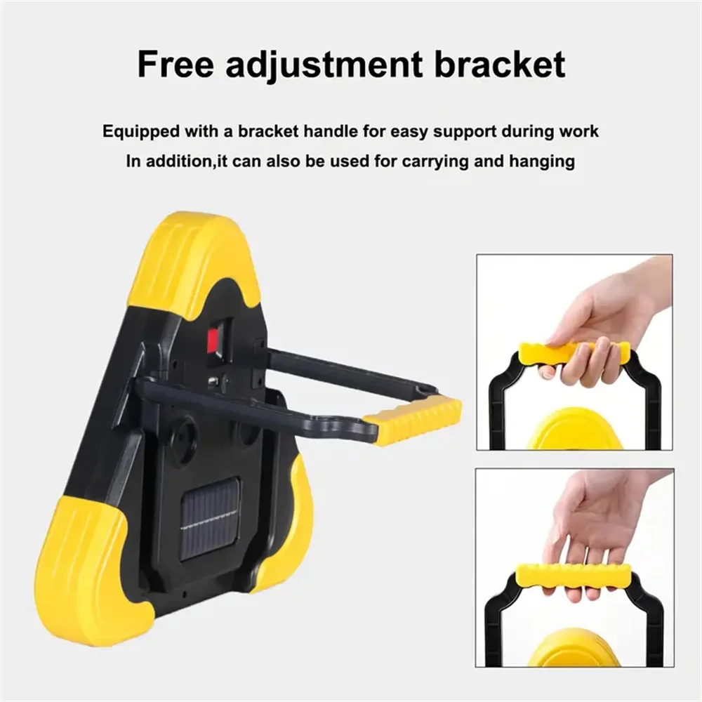 Solar Emergency Triangular Roadside Warning Light USB Super Bright LED Work Lights for Car Repairing Camping Hiking Hunting