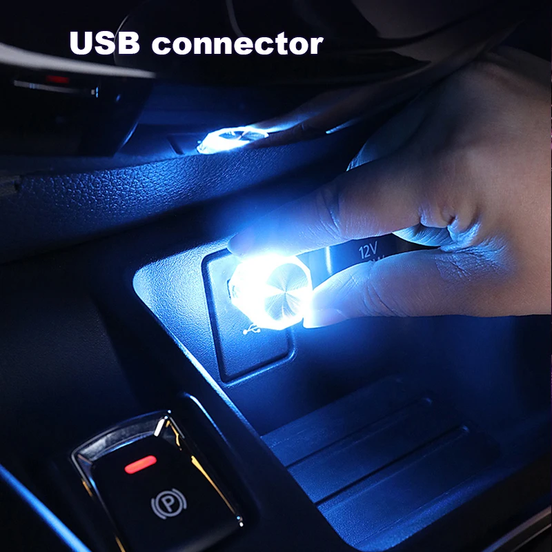Car USB Atmosphere Lamp Wireless Flash Colorful Lights Auto Decoration Lighting Night Lights Computer Mobile Power Charging