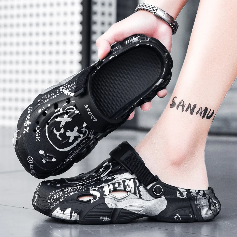 Men's Sandals, Summer Non-Slip Thick-Soled Clogs, Lightweight Slip-On Beach Slippers