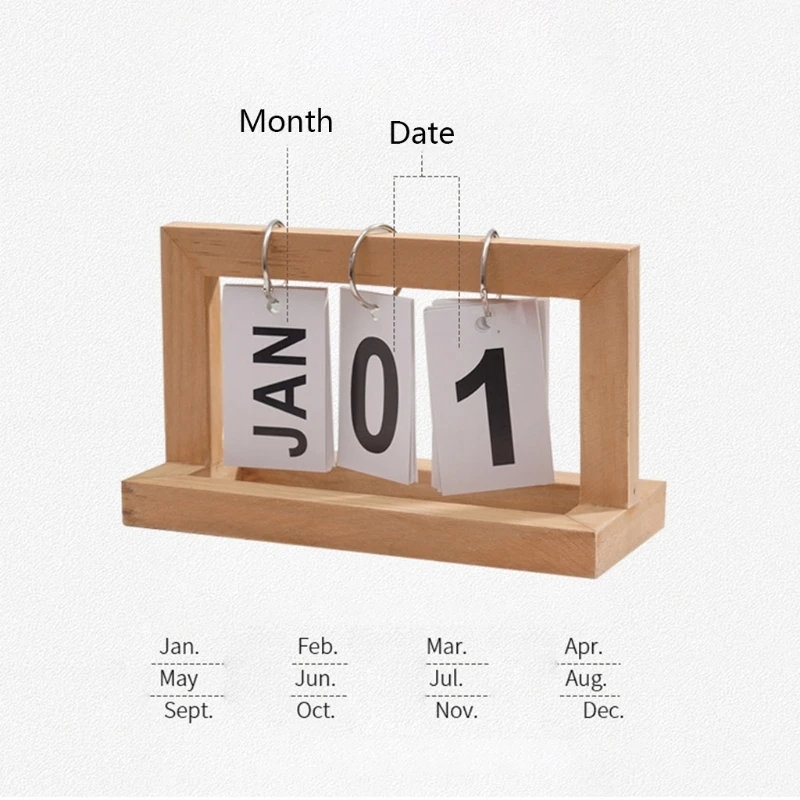 Daily Office Metal Flip Desk Calendar Perpetual Wood Vintage Calendar For Home Kitchen Desk Decor Wood Calendar