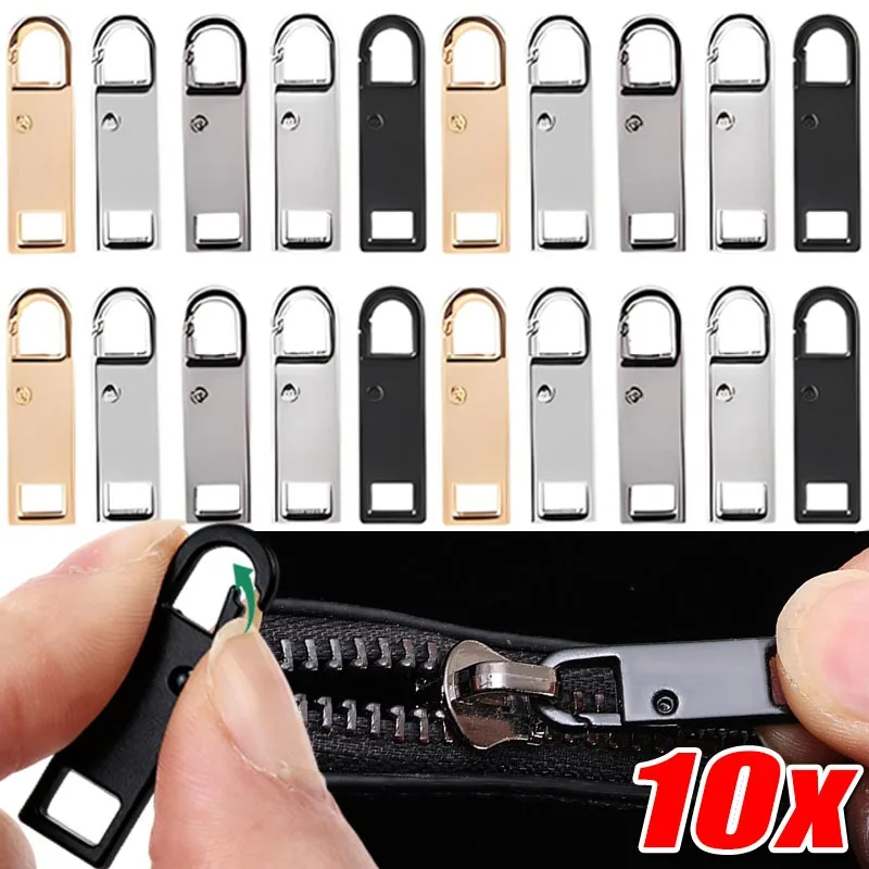 

1/10pcs Durable Tool Free Zipper Pull Replacement Universal Metal Slider Detachable Instant Repair Kit for Luggage Bags Clothing