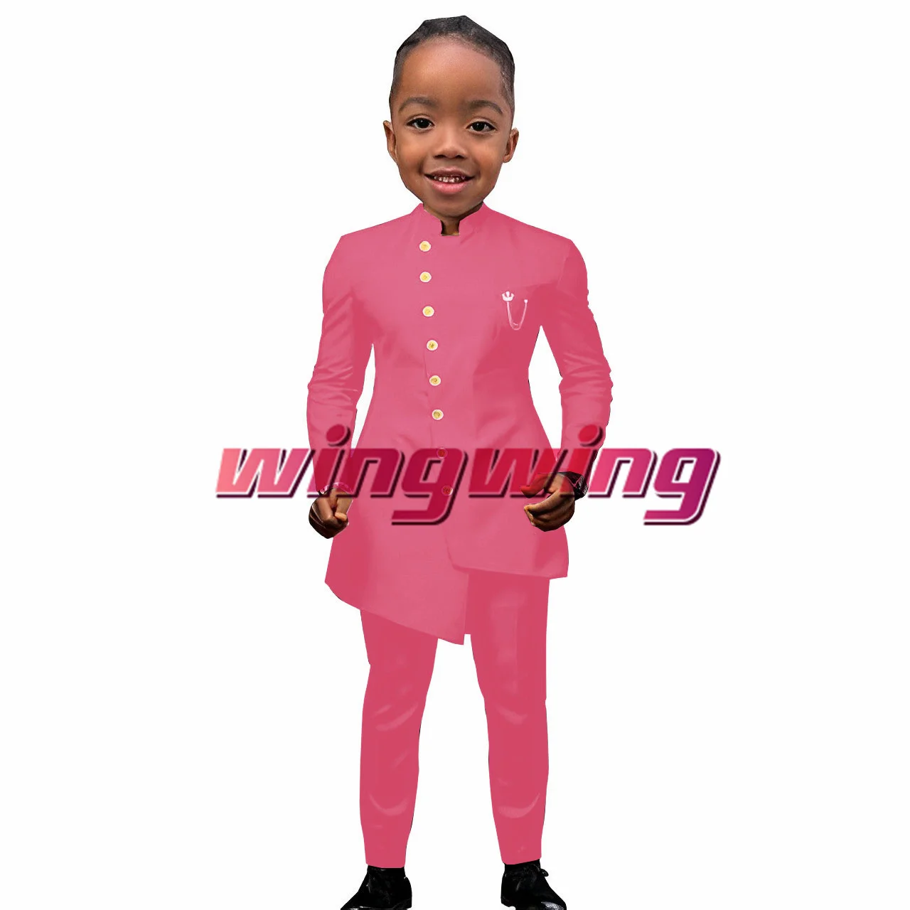 White Suit Boys Wedding Indian Long Jacket Pants 2 Piece Set Single Breasted Blazer Kids Formal Party Dress