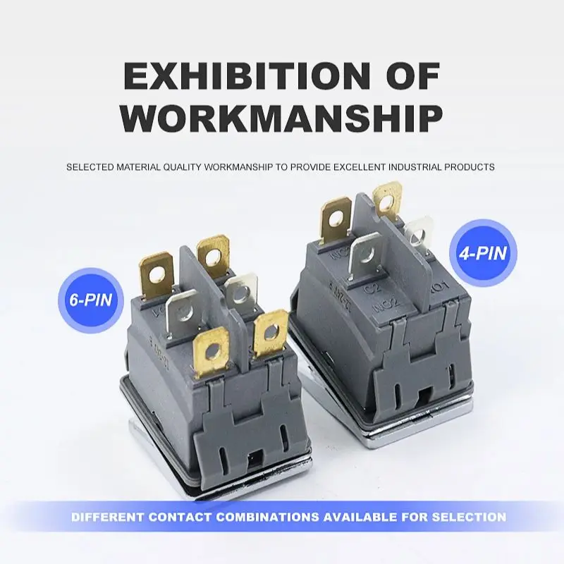 28x22mm Square Rocker Toggle Switch 15A High Current 3v 6v 12v 24v 220v LED Light Marine Push Button Switch On Off with Fixation