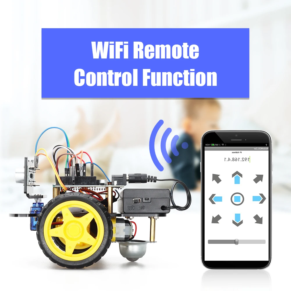 Trôlesbuny Kit Smart Robot Car per kit di automazione Arduino ESP8266 D1 Wifi Programmazione robot Arduino Set professionale completo