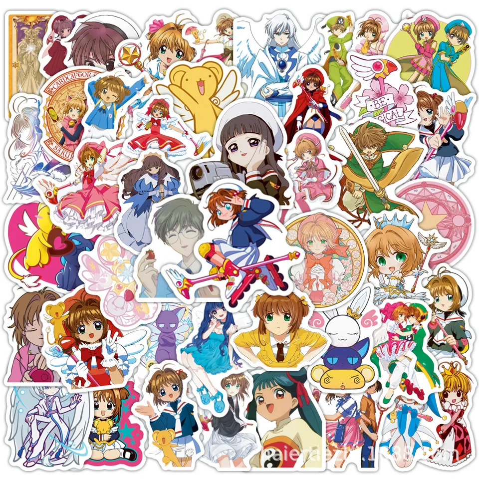 

50PCS Card Captor Sakura Stikers Funny Anime Decals Magic Sticker Luggage Laptop Guitar Bike Cartoon Decoration Kids Toys Gifts