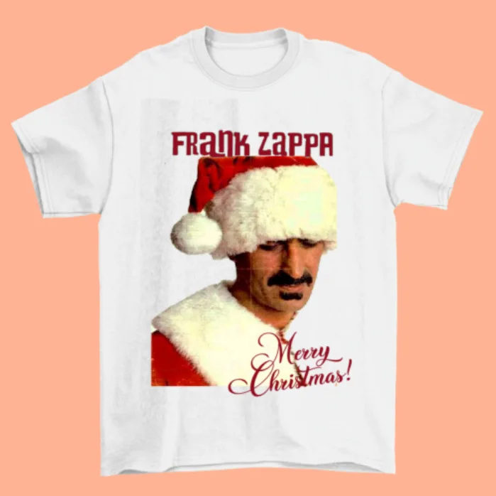 Frank Zappa Christmas Short Sleeve Cotton White T- Shirt All Size