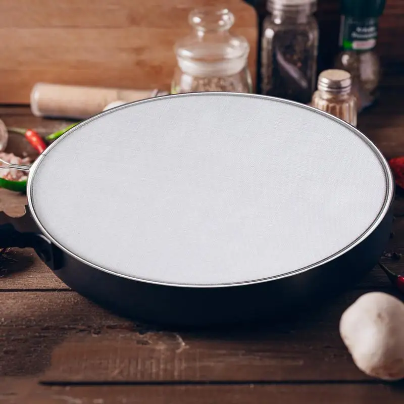 Frying Pan Splatter Screen Oil Splash Splatter With Wooden Handle  Oil Splash Guard Anti-splash Screens Guard For Skillets
