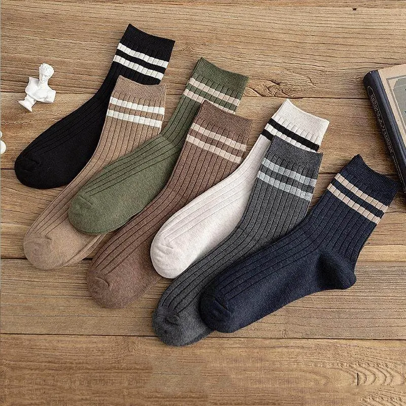 7 Pairs New Casual Breathable Socks Comfortable Mid Tube Socks Retro Socks Women Fashion Cotton Fashion Men's High Quality Socks