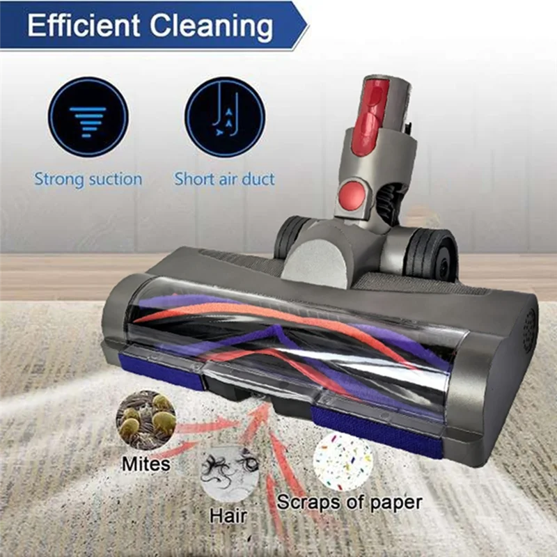 

Stable-Quick-Release Anti-Tangle Cleaner Head For Dyson V7 V8 V10 V11 V15 Vacuum Cleaner Parts With Green Dust Light For Carpets