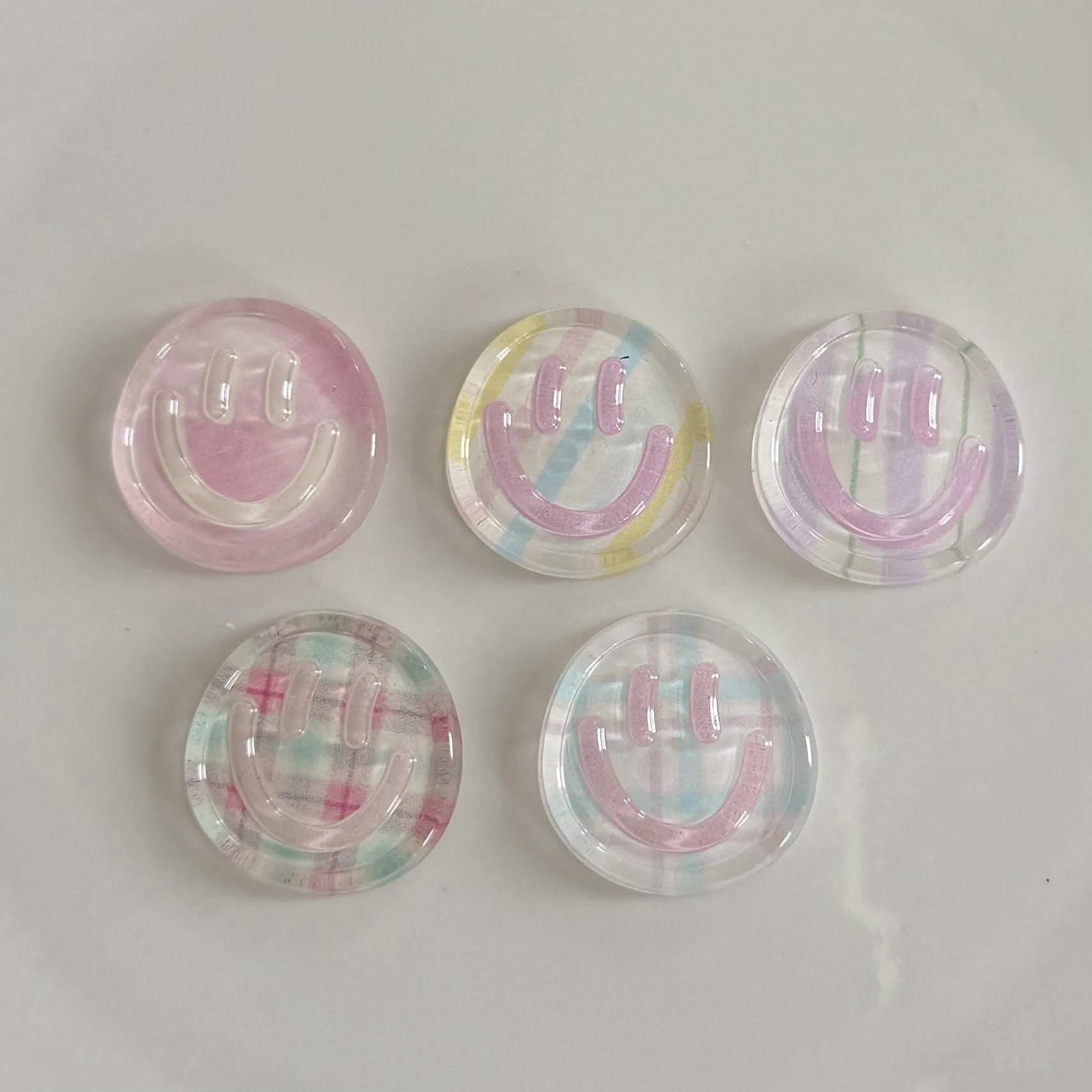 

5pcs Spring and summer transparent smiley face round accessories DIY headgear rubber band handmade materials mobile phone case p