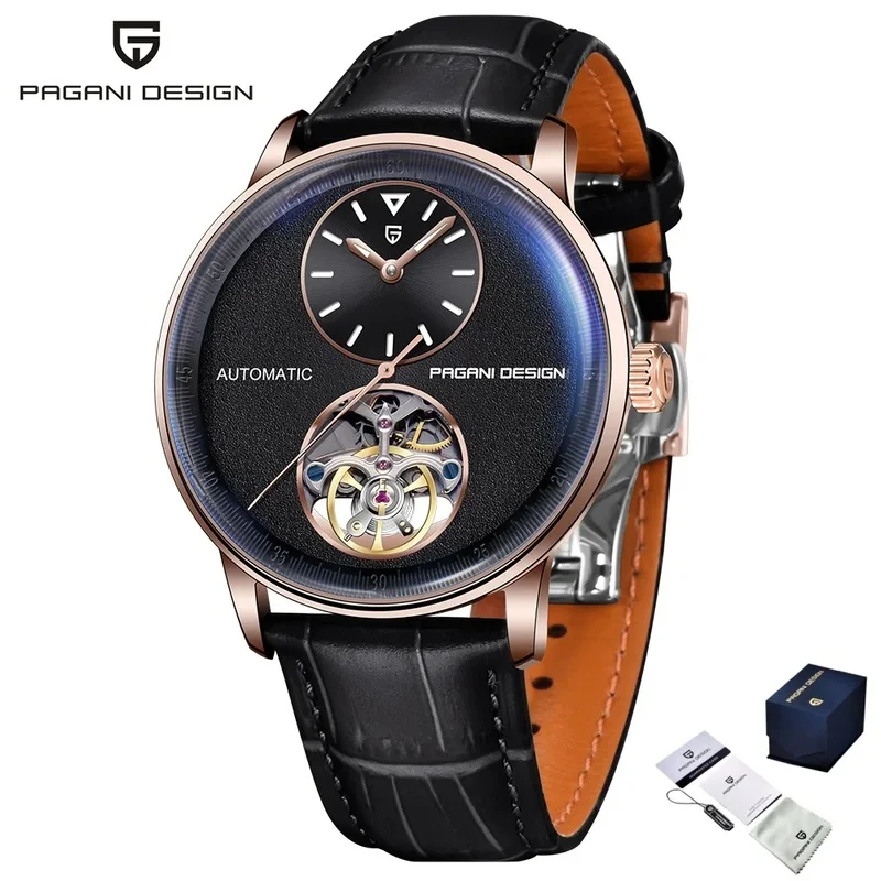 PAGANI DESIGN PD1796 Business Men Automatic Mechanical Wristwatch, Hollow Skeleton Dial Luminous, 10Bar(100M) Waterproof