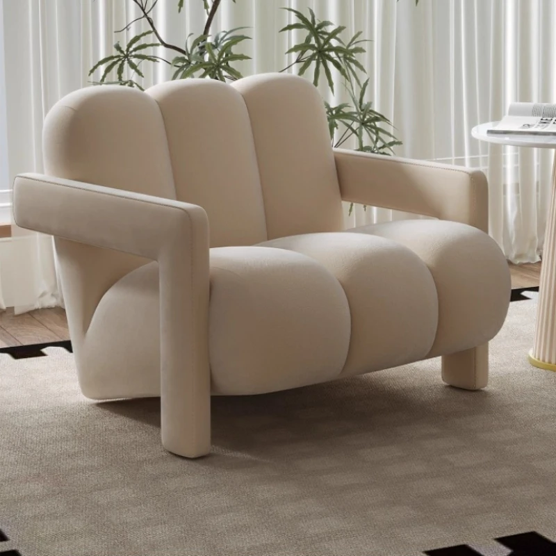 Designer Single Sofa Chair Fabric Living Room Modern Simple Creative Lazy Single Chairs Light Luxury Small Leisure Chairs