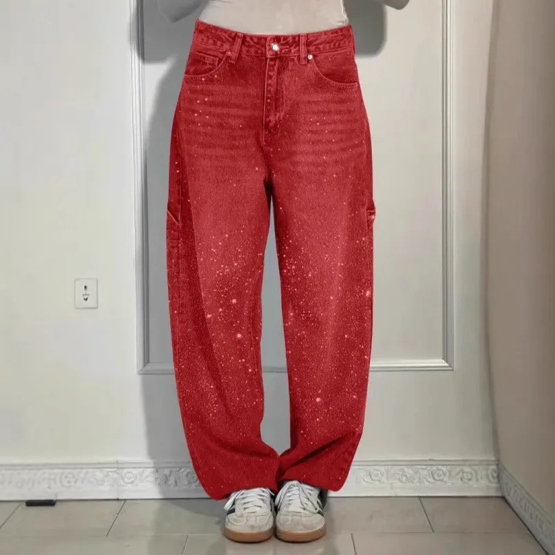 Casual Jeans No Stretch Commuter Style with High Waist Elegant Commuter Full Length Lightweight Spring Straight Leg Women Jeans