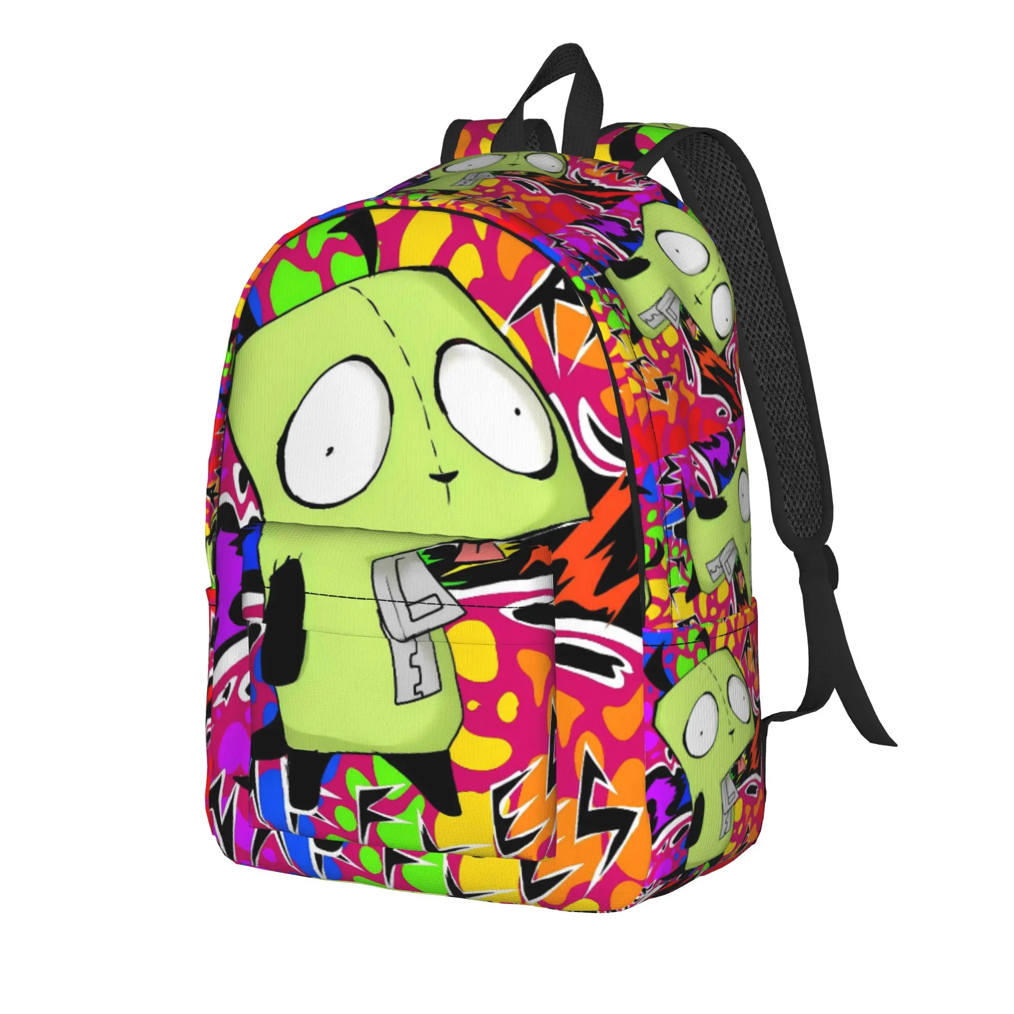 Invaders Zims Funny Character Backpack Student Unisex  Print Backpacks Polyester Casual High School Bags Daily Design Rucksack