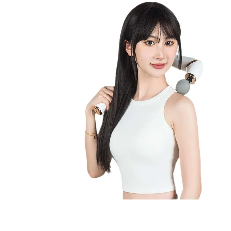 Upgraded Massage Gun U-Shaped Back Massager with Extended Handle Deep Tissue 4 Massage Heads Fascia Gun for Muscle Relaxation