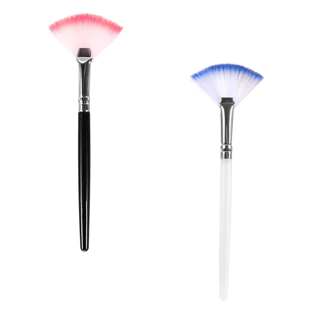 2 pçs máscara facial escova ventilador aplicador ferramenta para dormir máscara blush iluminador suprimentos de beleza toque suave acabamento profissional