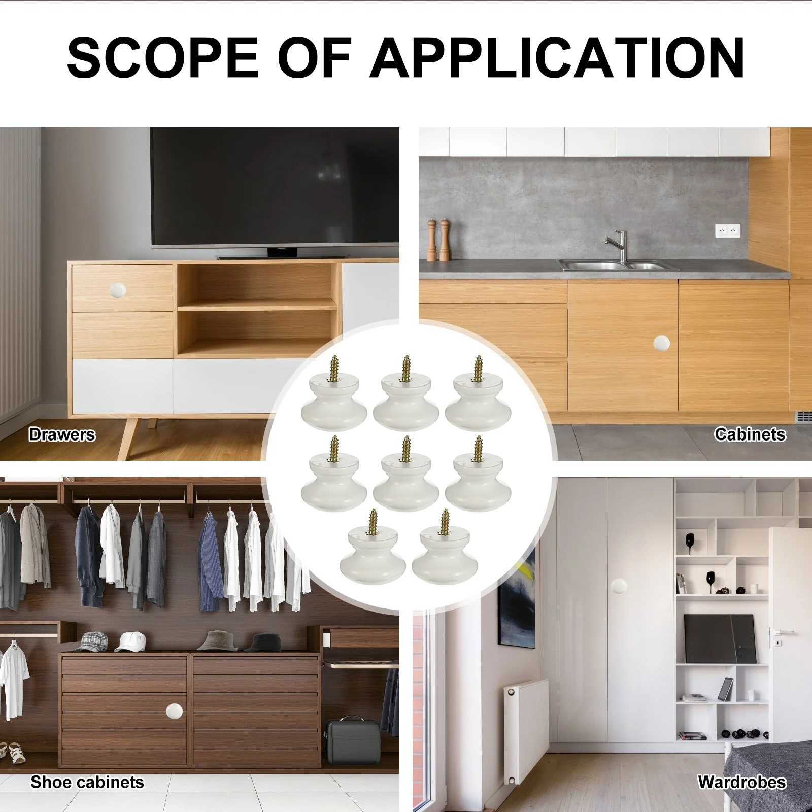 

8 Pcs Self Tapping Drawer Knob Dresser Knobs Cabinet Pulls Nursery Handles