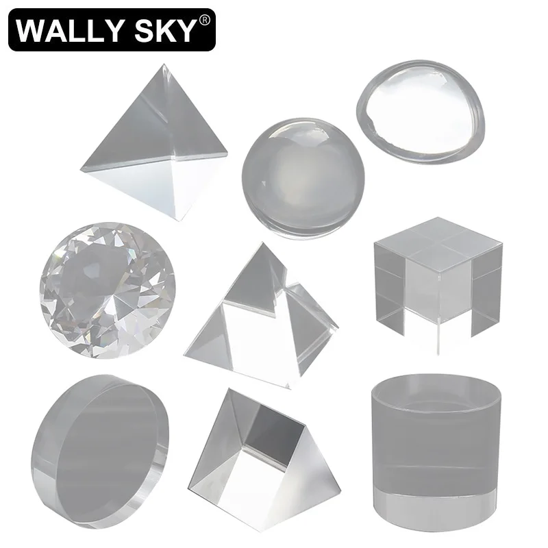 Prism Set Physical Optical Prism 6 Pieces 9 Pieces Hemisphere Triangular Pyramid Sphere Tetrahedron Cylinder Cubic Diamond