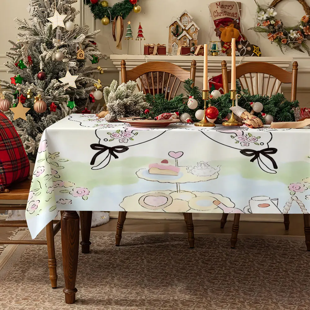 Butterfly Floral  Table Cloth Waterproof Tablecloth Spill Proof Table Cloth, Wipe Clean Table Cloth for Dining Camping