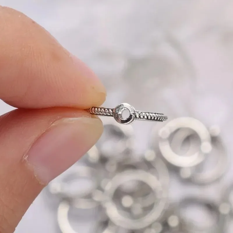 DIY Jewelry Making Bead Ring Antique Silver Color Double Hole Spacer Beads Caps Pearl Necklace Components Accessories Crafts