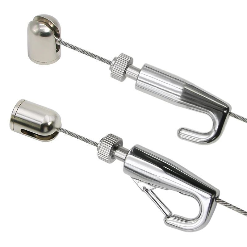 

Equipped with adjustable locking hook, 1.5mm stainless steel wire rope, wire suspension rope, art exhibition hanging device