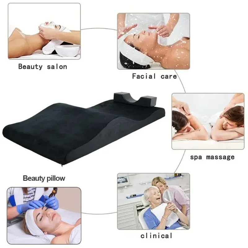 Lash Bed Topper, Curvy Massage Foam Cushion for Beauty Salon, Ergonomic Massage Bed Topper, Black Support customization