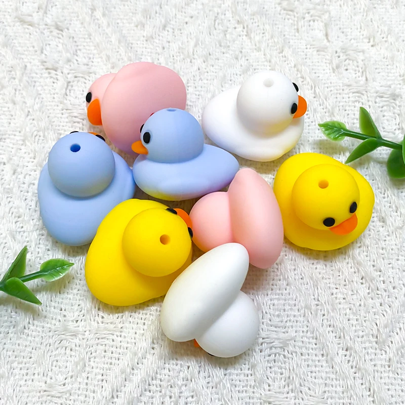 10pcs Silicone 3D Duck Bead BPA FreeTeething Infant Chewable Dummy Necklace Pacifier Toy Accessories