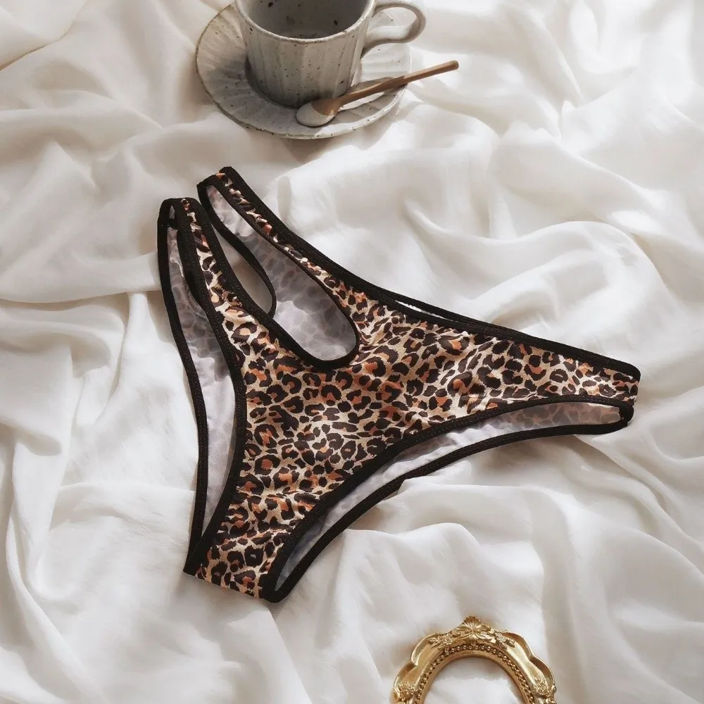 Underwear Leopard Print Panties Asymmetric Shape Leopard/Black/White Leopard Briefs Women Lingerie Fashion Underpants Daily