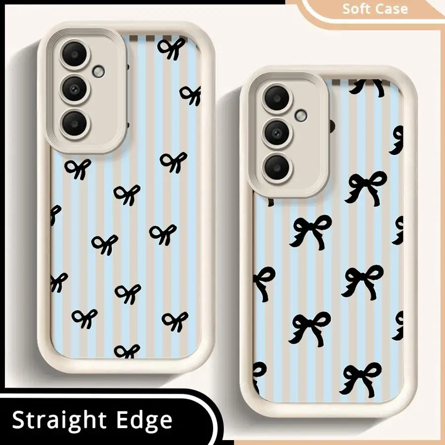 Phone Cover Case for Samsung Galaxy A15 A16 A71 A72 A53 A54 A26 A32 A12 A13 A35 A36 A34 A56 A23 A51 A73 Fashion Striped Bow