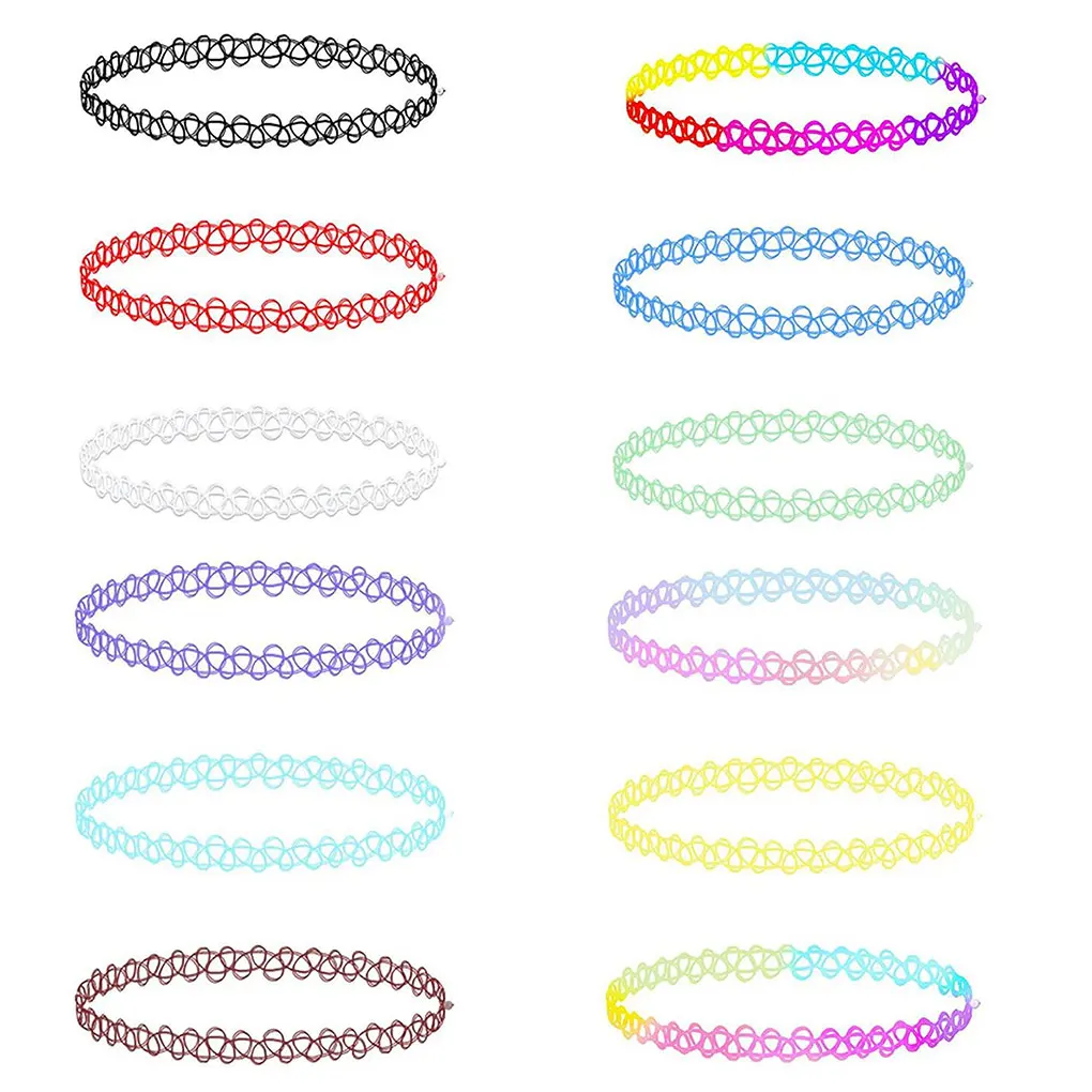 

Радужные колье-чокеры, полые, приятные для кожи ожерелья, легкие портативные эластичные эластичные воротники в стиле панк