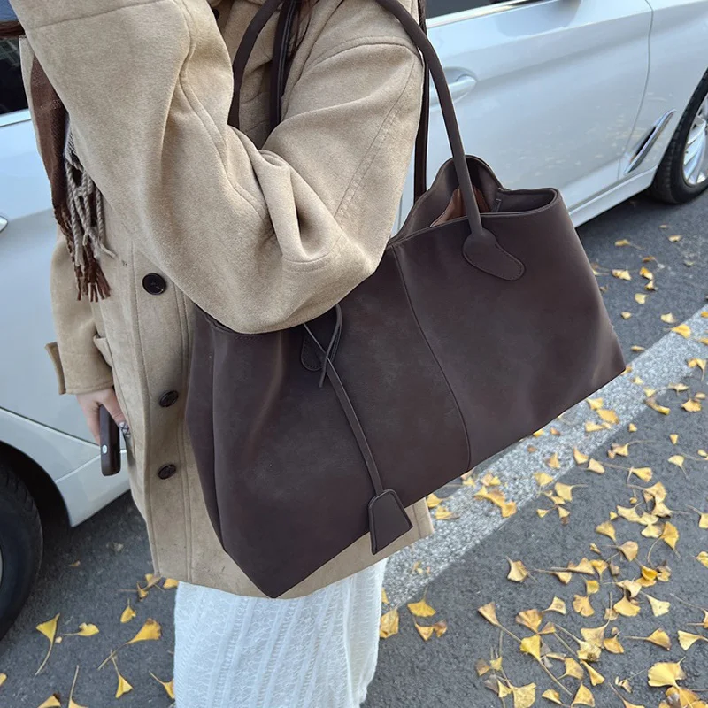 

Повседневная замшевая сумка на плечо в корейском стиле для девочек, большая вместительная универсальная сумка на плечо, сумка для хранения подмышек