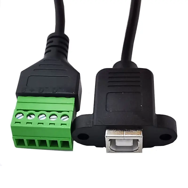0.3m Solder Free USB Connector 2.0 Version USB 2.0 Printing B Female Ear to 5Pin Green Solder Free Terminal Connection Wire