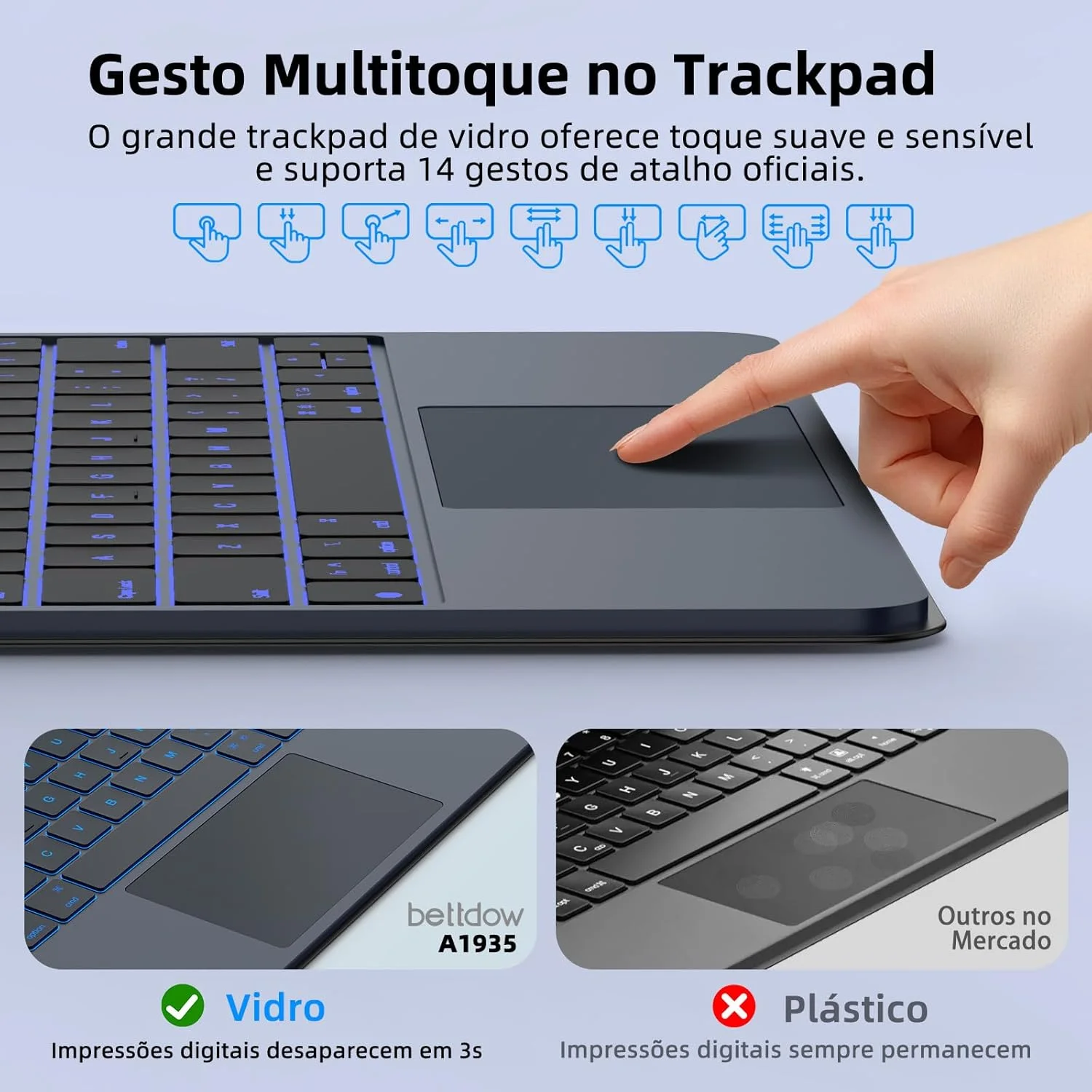 Bettdow Ultra Thin Magic Keyboard for iPad Pro 11 Air 11 M3/M2