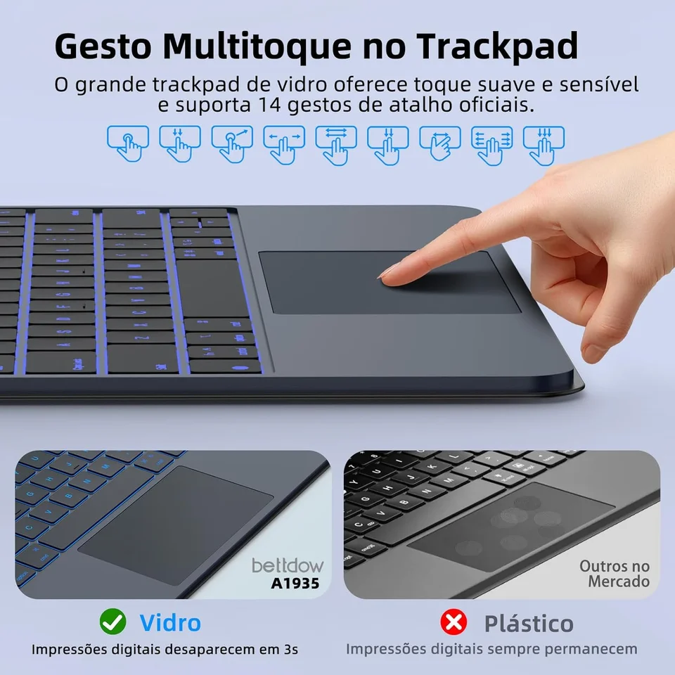 Bettdow Ultra Thin Magic Keyboard for iPad Pro 11 Air 11 M3/M2