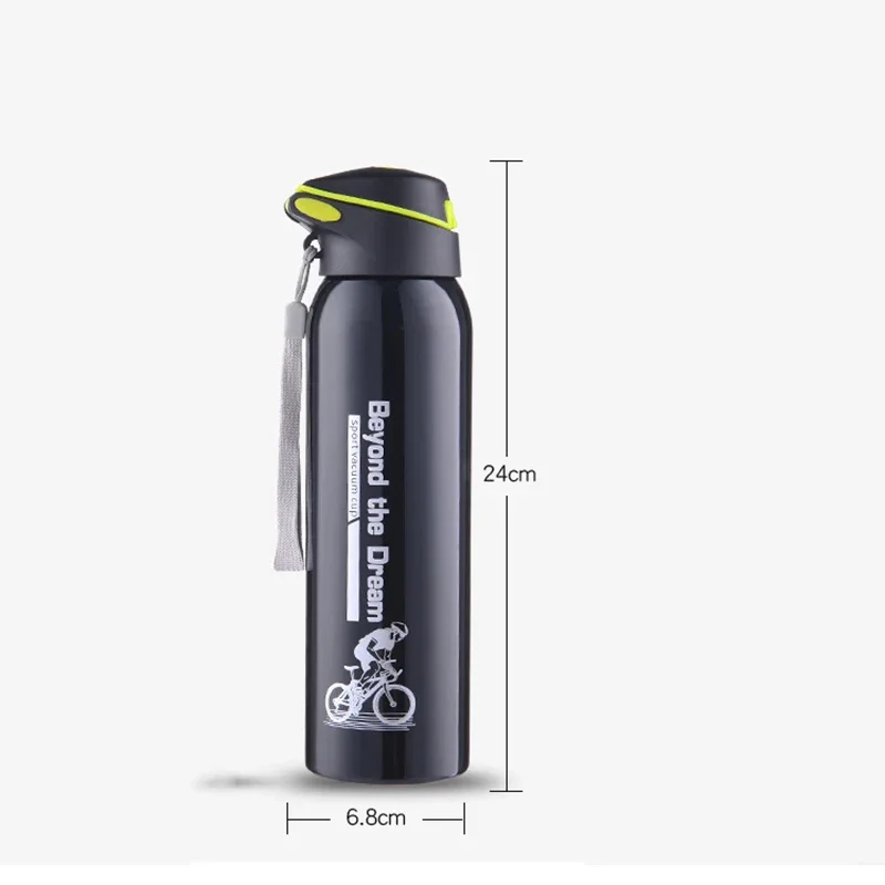 500ML Bicycle Water Bottle Vacuum Stainless Steel Cycling Water Bottle Double Walled Simple Thermo Mug Insulated With Straw