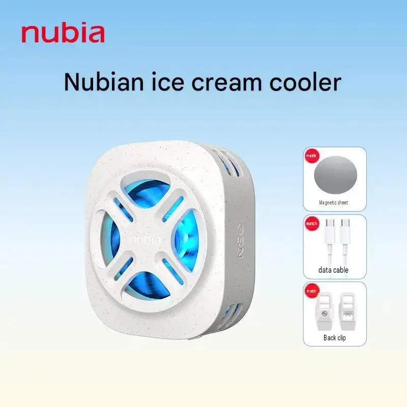 NEW Nubia Ice-Cream Phone Cooler 25W Peak 90g Lightweight Magnetic Gaming Radiator for iPhone Android Live Streaming