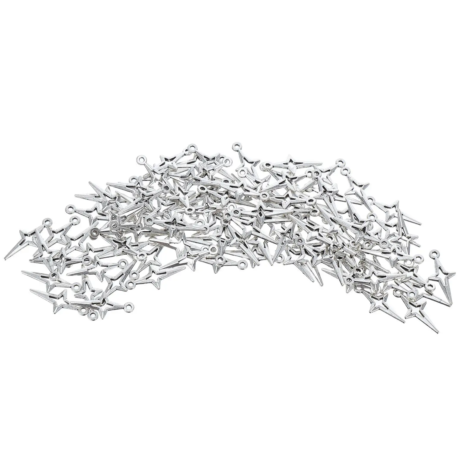 

100Pcs Star Pendant Hollow Four-Pointed Star Charms Mini Pendant Charms for Jewelry Making Necklace Bracelet Earrings Keychain