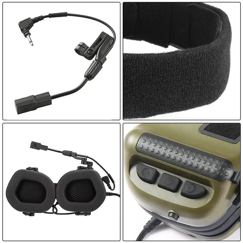 Upgrade Airsoft Tactical Headset Foldable Earmuff Microphone Military Headphone Shooting Hunting Ear Protection Earphones