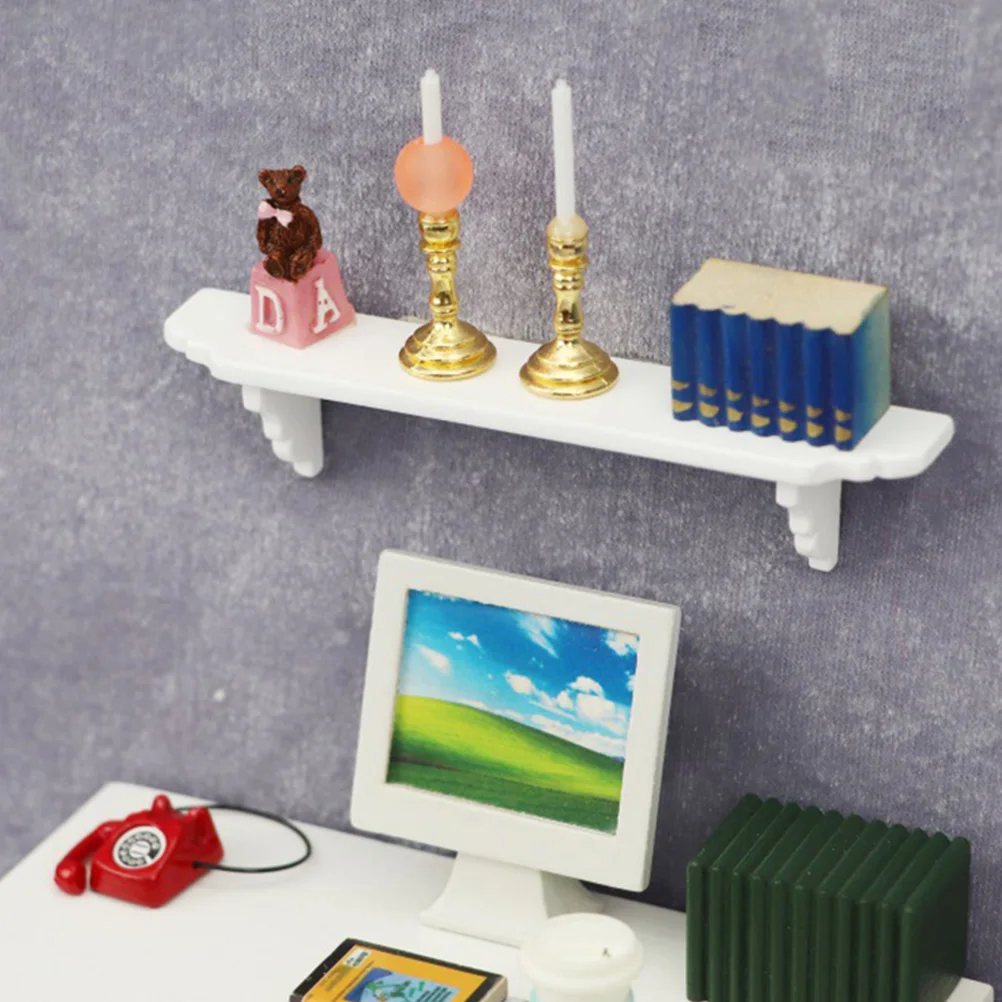 1pc クリエイティブミニ白木製収納ラックドールハウス棚オーガナイザー寝室キッズルーム装飾ミニチュア家具おもちゃ