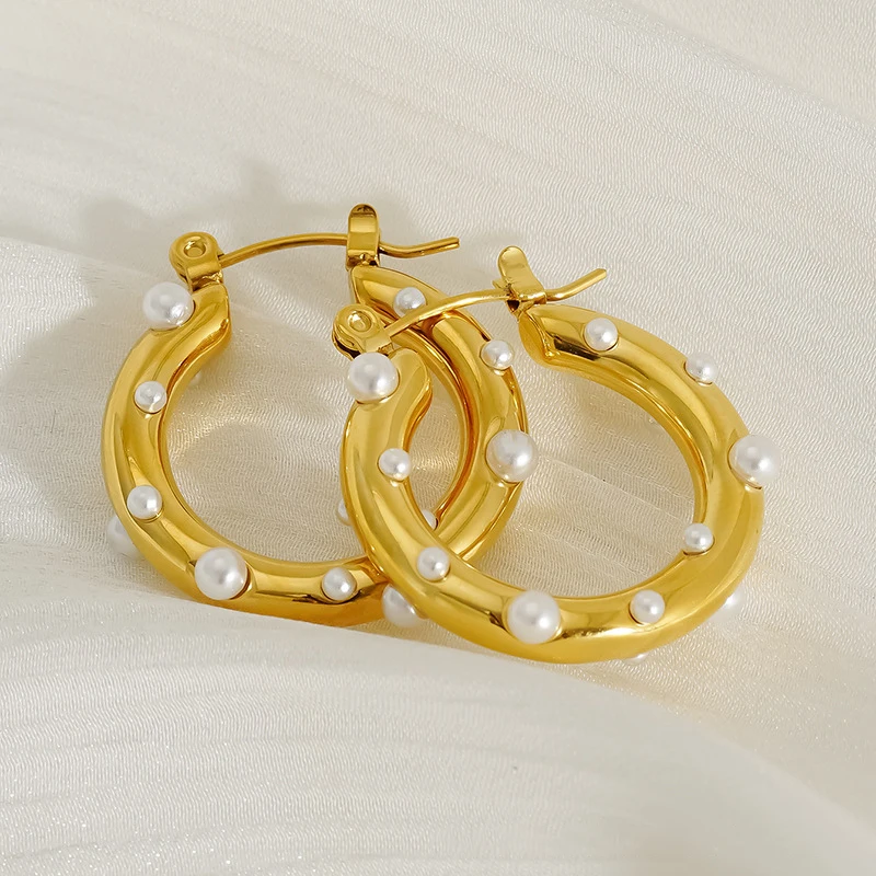 10PCS Personalized Parl Set With Zircon Rings Earrings Stainless Steel Earrings for Women Earrings Gifts for Her Wholesale