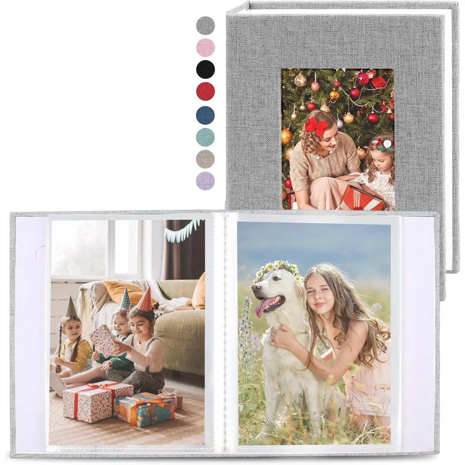 2 Pack Photo Album 4x6 Linen Cover Photo Book For 36 Pockets Hold 72 Pictures For Family Anniversaries Baby Vacations Gray