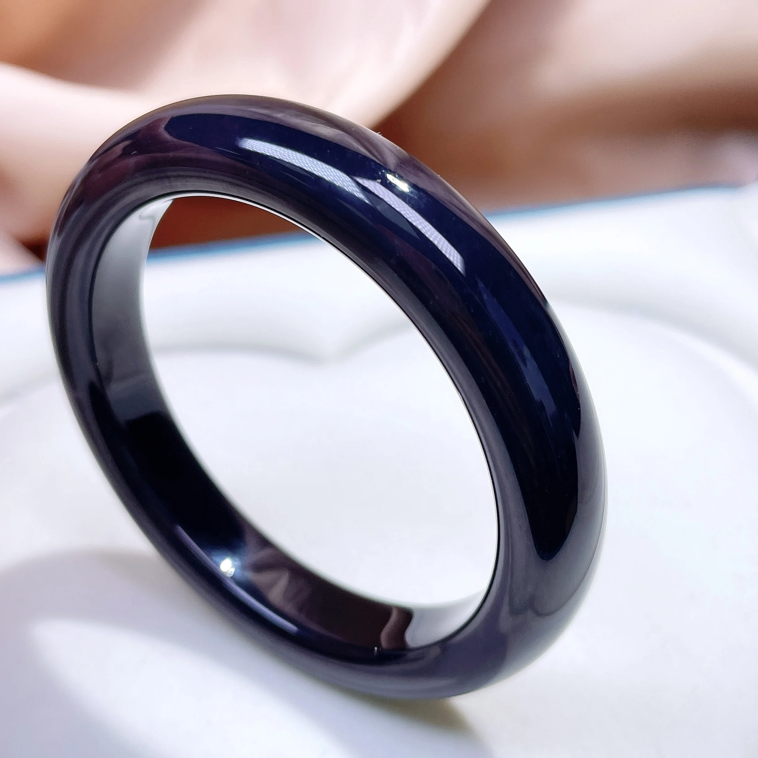 

Natural Hetian jade Qinghai old material thick smoke purple emperor purple bracelet formal jade bracelet children's ring