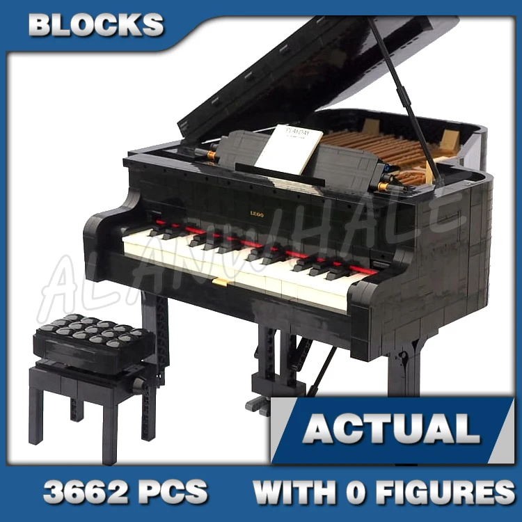 3662pcs Ideas Creative Playable Grand Piano 25-Key Keyboard Opening fallboard 79007 Building Blocks toys Compatible With Model