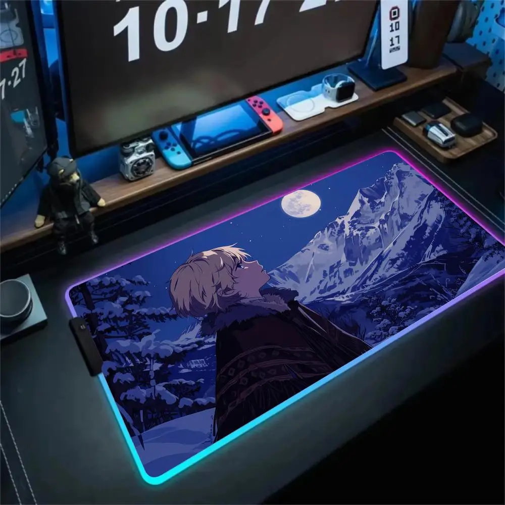 

RGB Mouse pad Anime art illustration LED glow gaming mat rubber anti-slip Desk Mat gamer pc accessories Gaming keypad mousepad